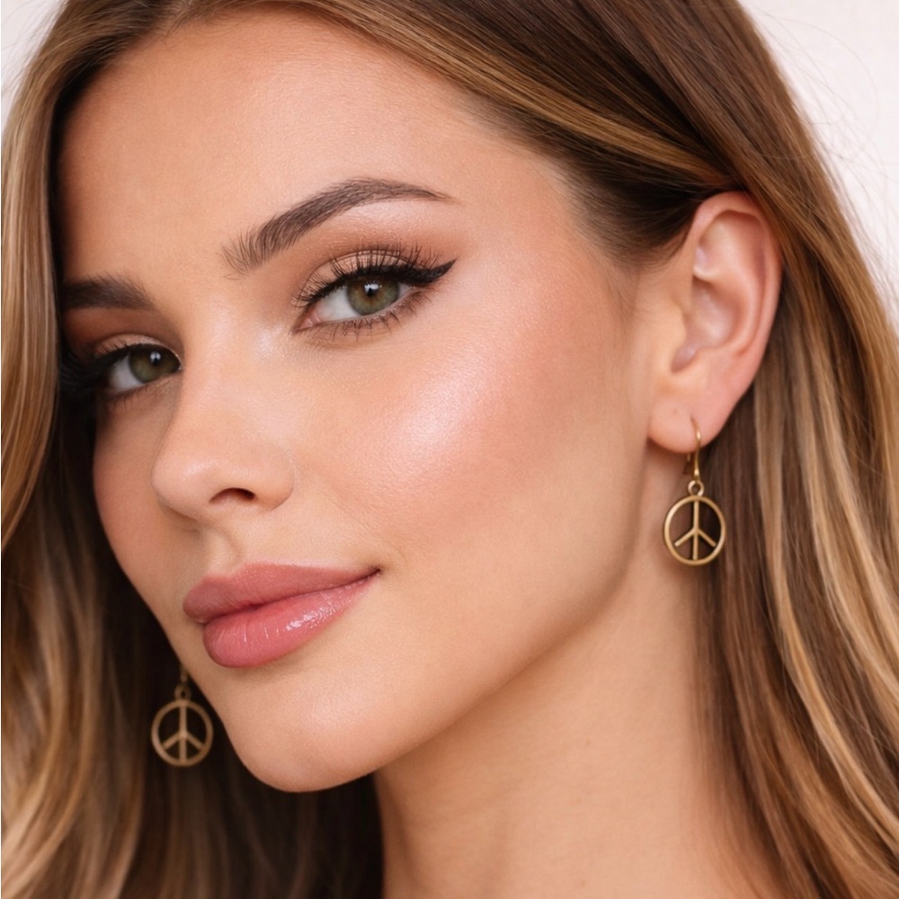 Gold Peace Sign Earrings